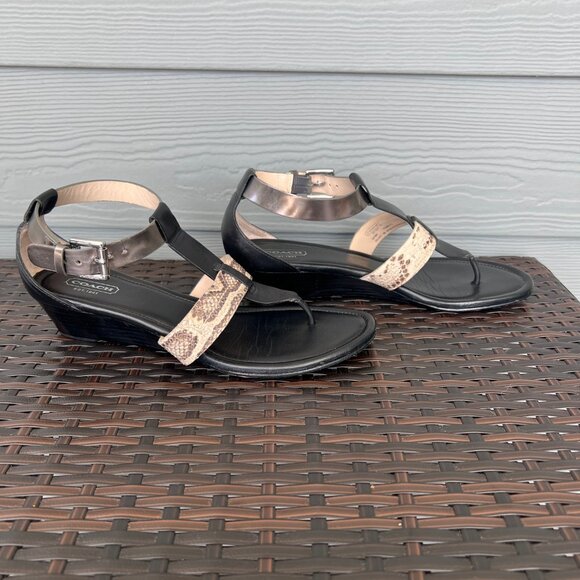 Coach Black Alligator Sandal Size 9 - Picture 7 of 8